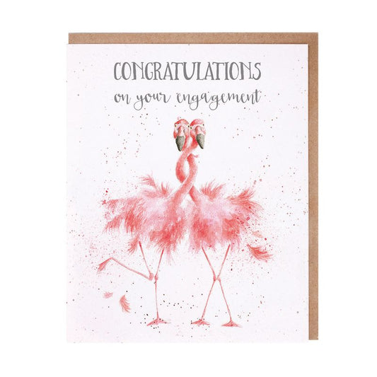 Card - AOC132 - Congratulations On Your Engagement - Flamingo 