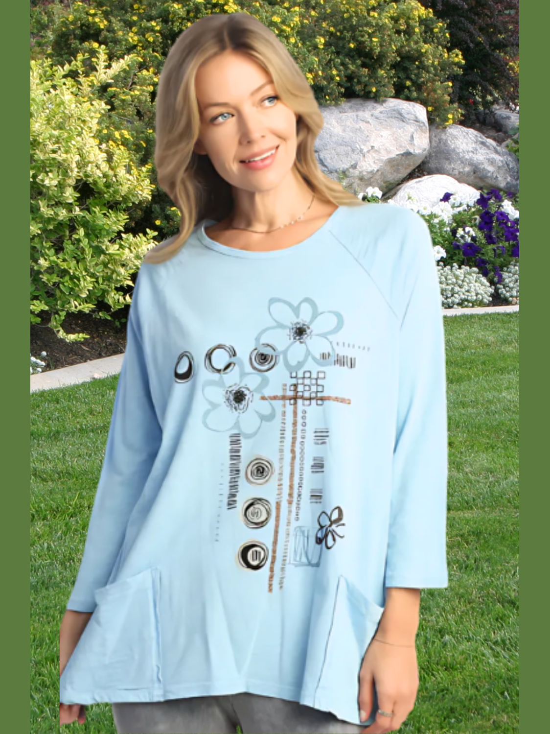 M12-1933 Tunic w/ 2 Pockets - Blue