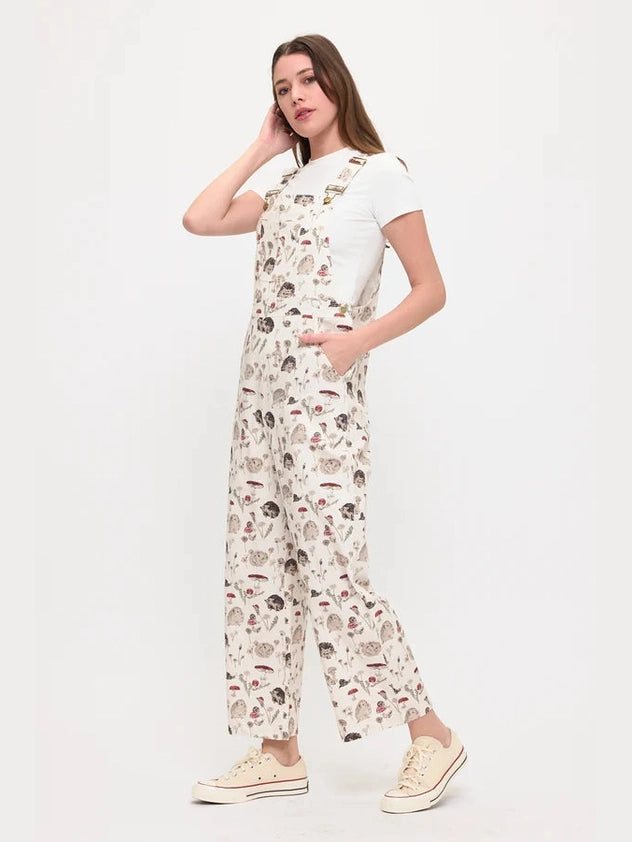SM-Overalls Cream Hedge Hog Mushroom Print Women's SM26007