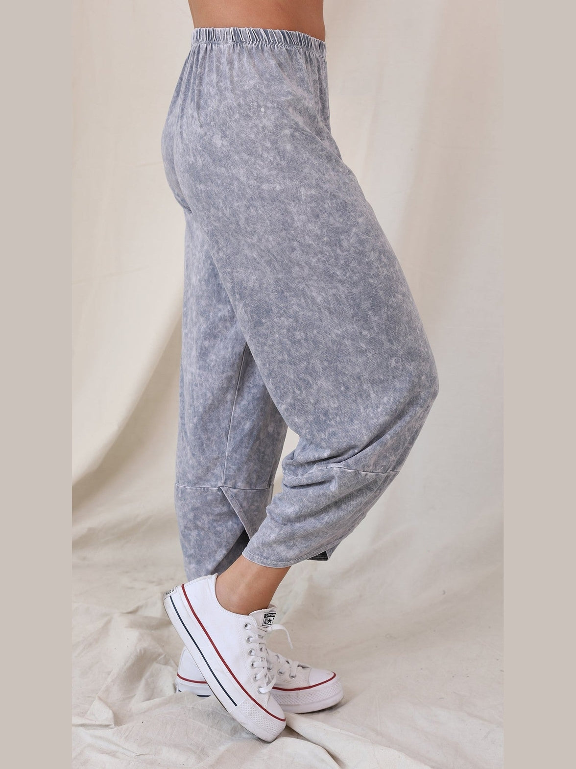 Pant's-Cotton Mineral Wash Capri - Silver Grey-Women's-B137c
