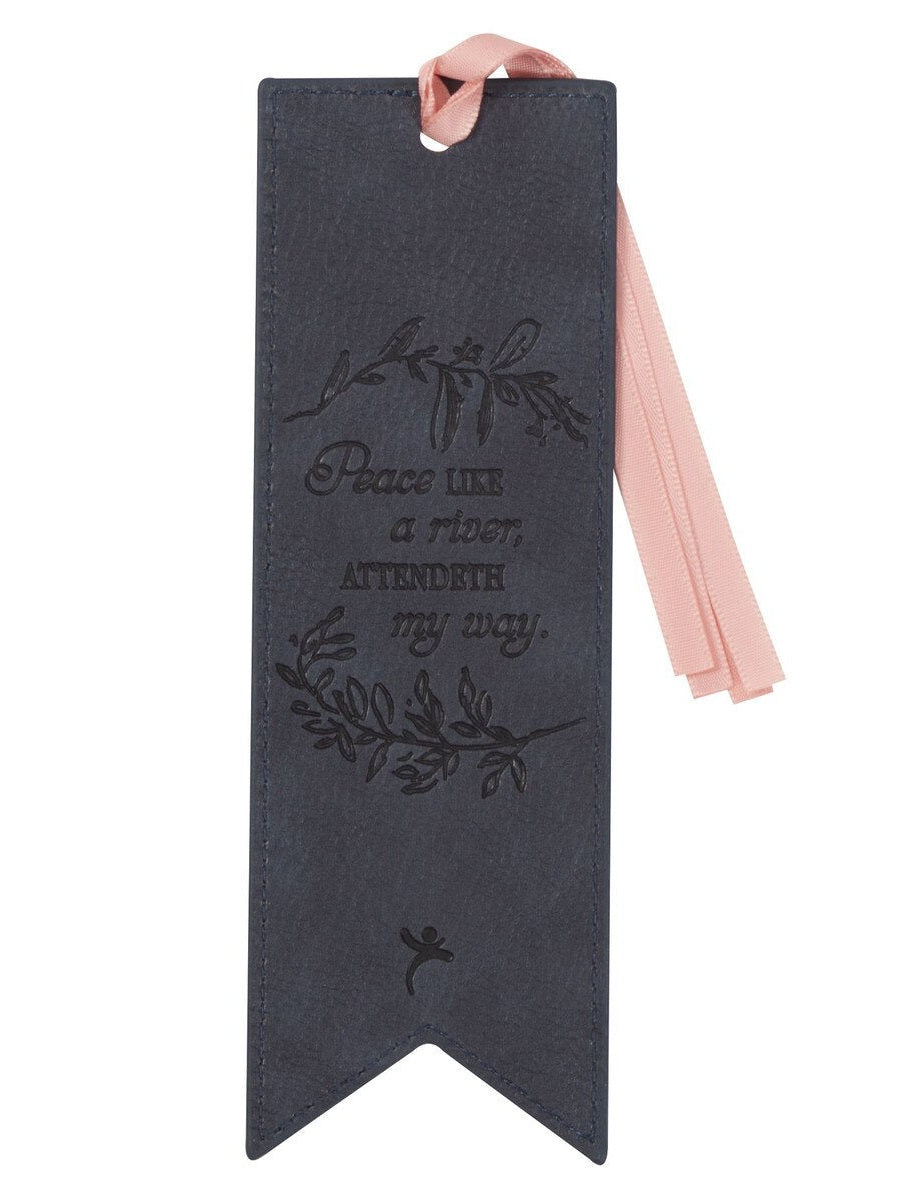 Bookmark It Is Well With My Soul Navy/Floral Faux Leather Bmf141