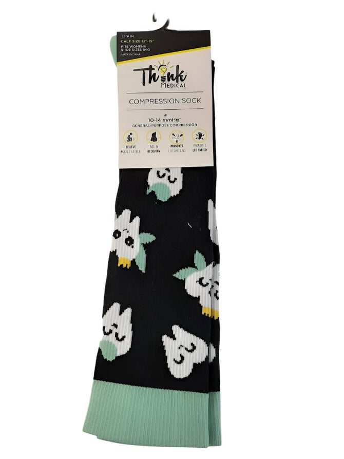 Compression Sock-Teeth Green/Black-Women -Size 6-10 - 20389