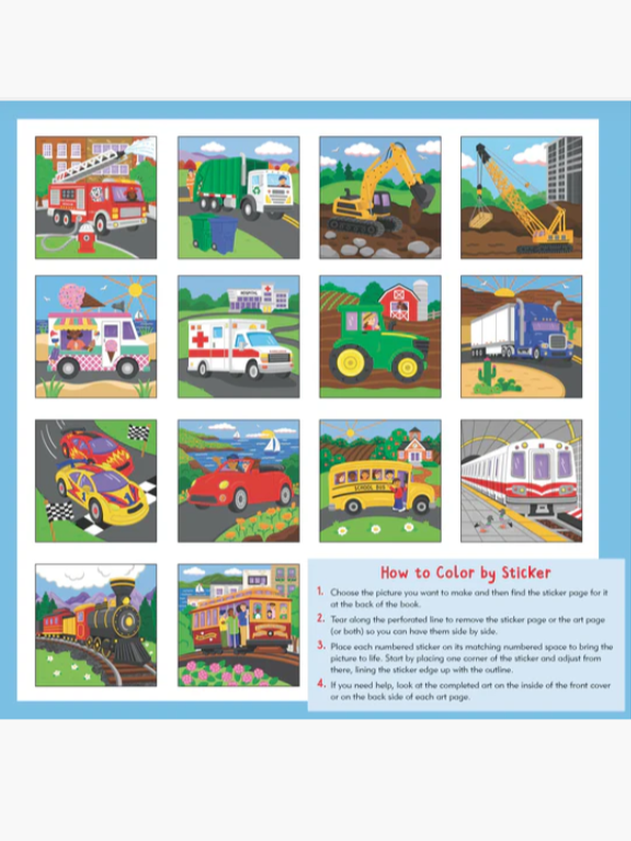 Color By Sticker Cars, Trucks & Trains 43529