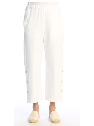 WK13 Pants - White Crop Pants w Pockets