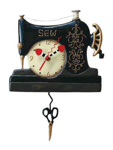 Wall Clock - Vintage Stitch - Black Sewing Machine - P1752