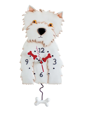 Wall Clock Dog Westie White P1328