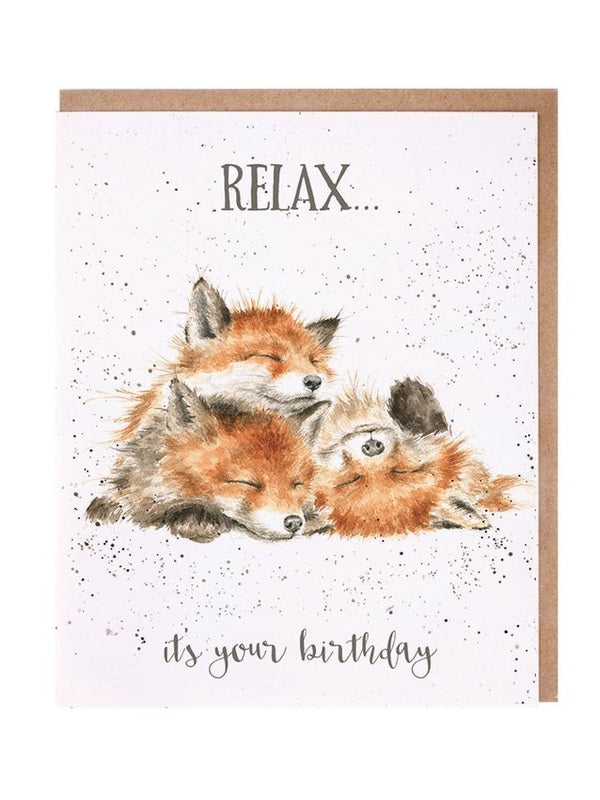 Card AOC057 Relax It's Your Birthday Fox