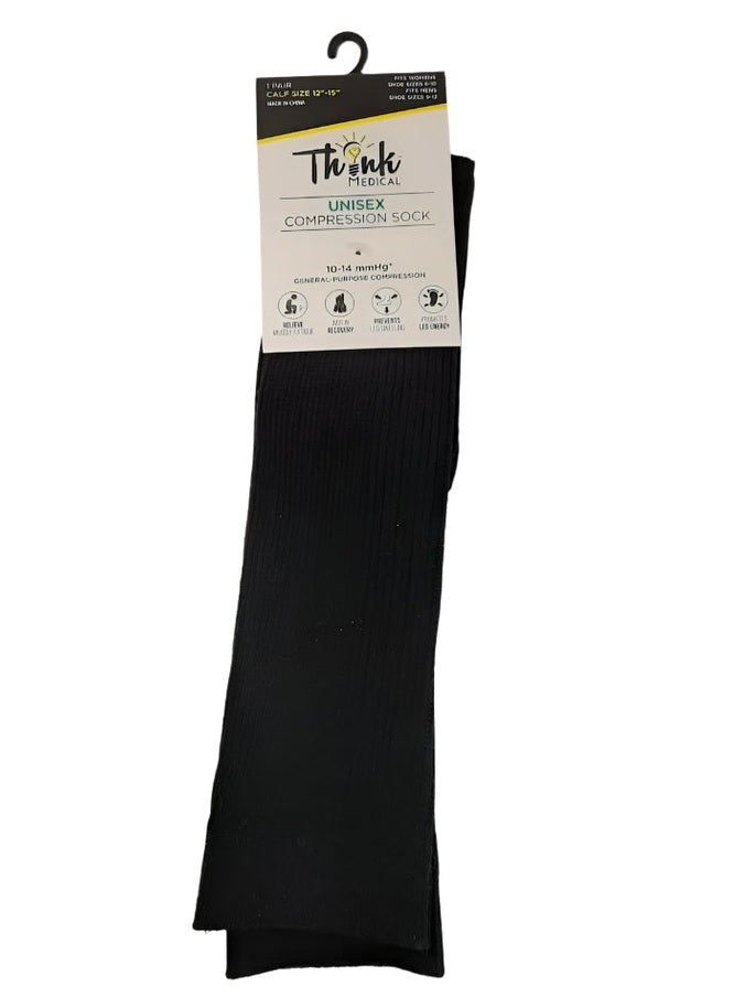 Compression Sock-Black-Men 9-12--Women -Size 6-10 16518