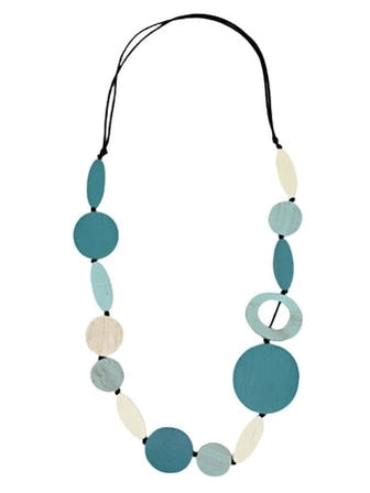 Sylca Aqua Wood Geo Shaped Necklace - DW23N09 AQUA