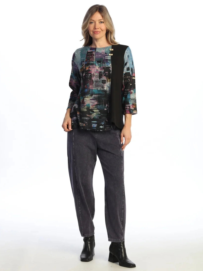 FB11-2241 Midnight Tunic 3/4 Sleeve Side Slit Front Seam Women's