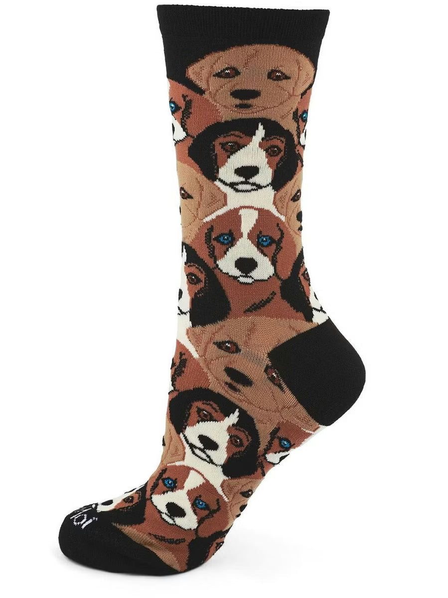 Women's Sock Black Puppers Bamboo Crew 9-11 Mcv06810