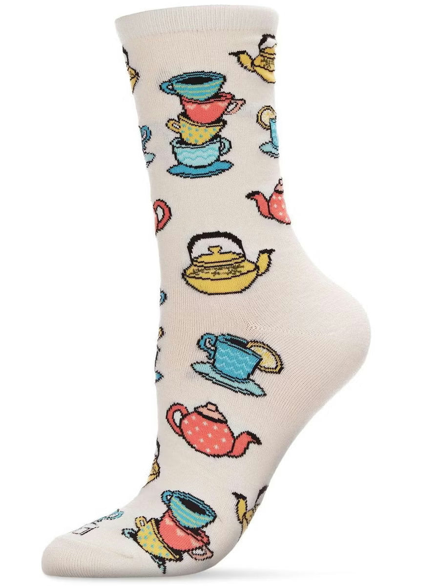 Women's Sock Ivory Tea Time Bamboo Crew 9-11 Mcv07379