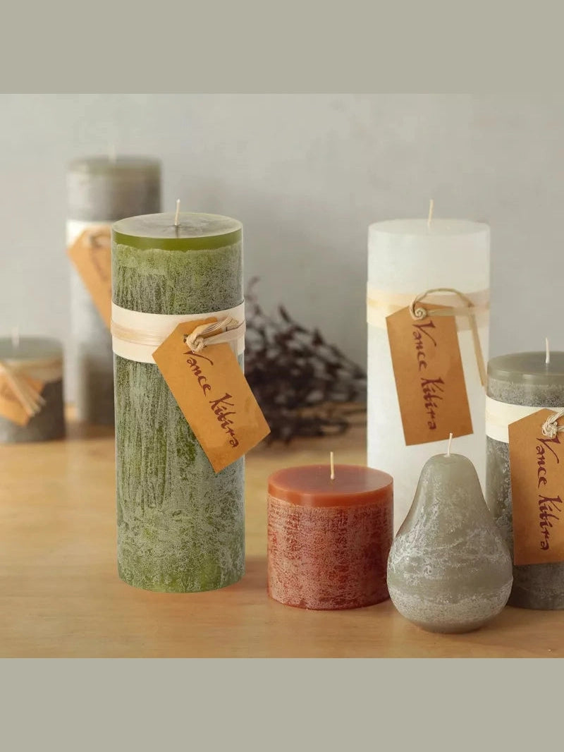 Candle Green 9"x 3.25" Moss Timber Pillar Candle Crt247moss