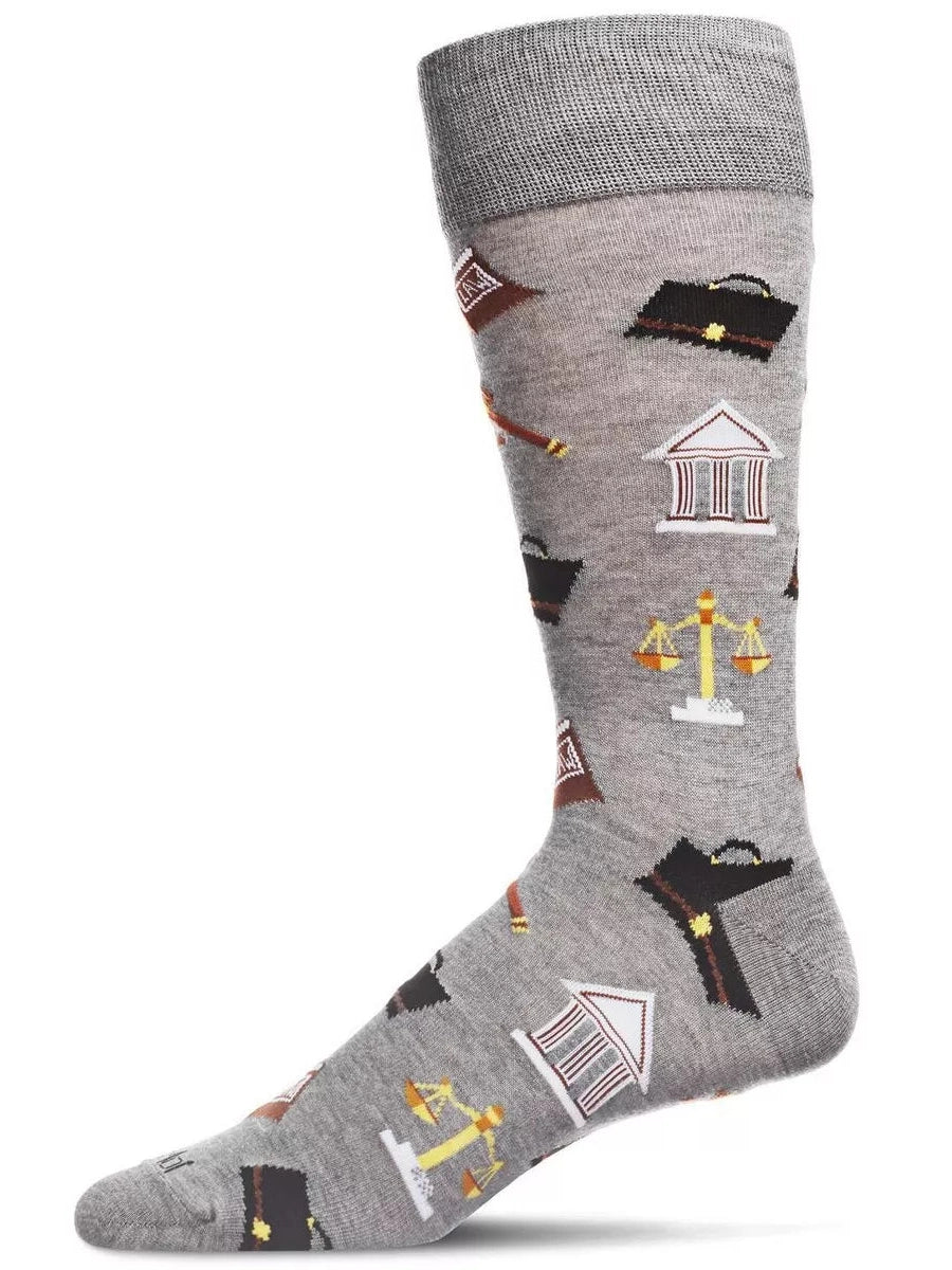 Men's Sock Med Grey Heather Law n Order Bamboo Crew 8-12 Acv07506