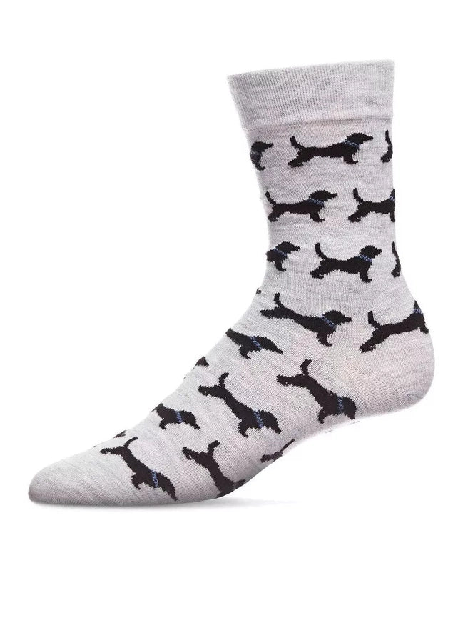 Men's Sock Light Grey Heather Black Labrador Cashmere Crew 10-13 Aclo7567
