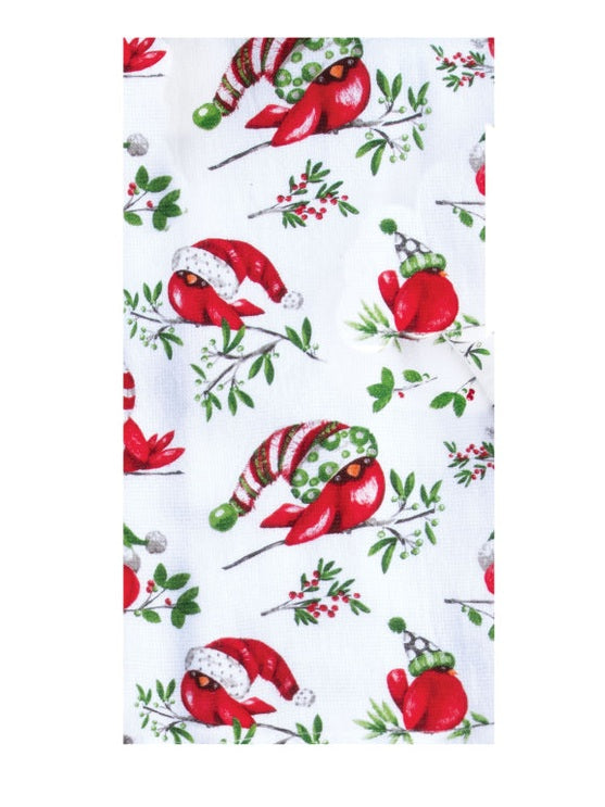 Tea Towel Christmas Playful Cardinal Dual Purpose Terry H6843