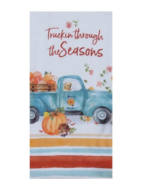 Tea Towel Aj Truckin Through The Seasons Autumn Dual Purpose Terry H6867