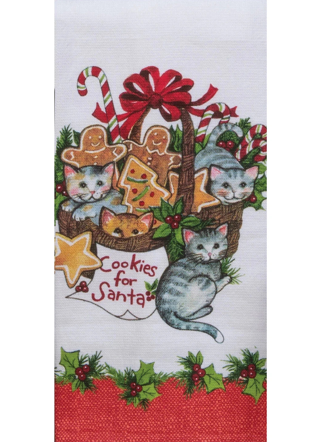 Tea Towel Meowy Christmas Basket Dual Purpose Terry H7006