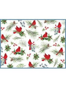 Drying Mat Countertop Micro Fiber Christmas Winter Blue Cardinal H7229