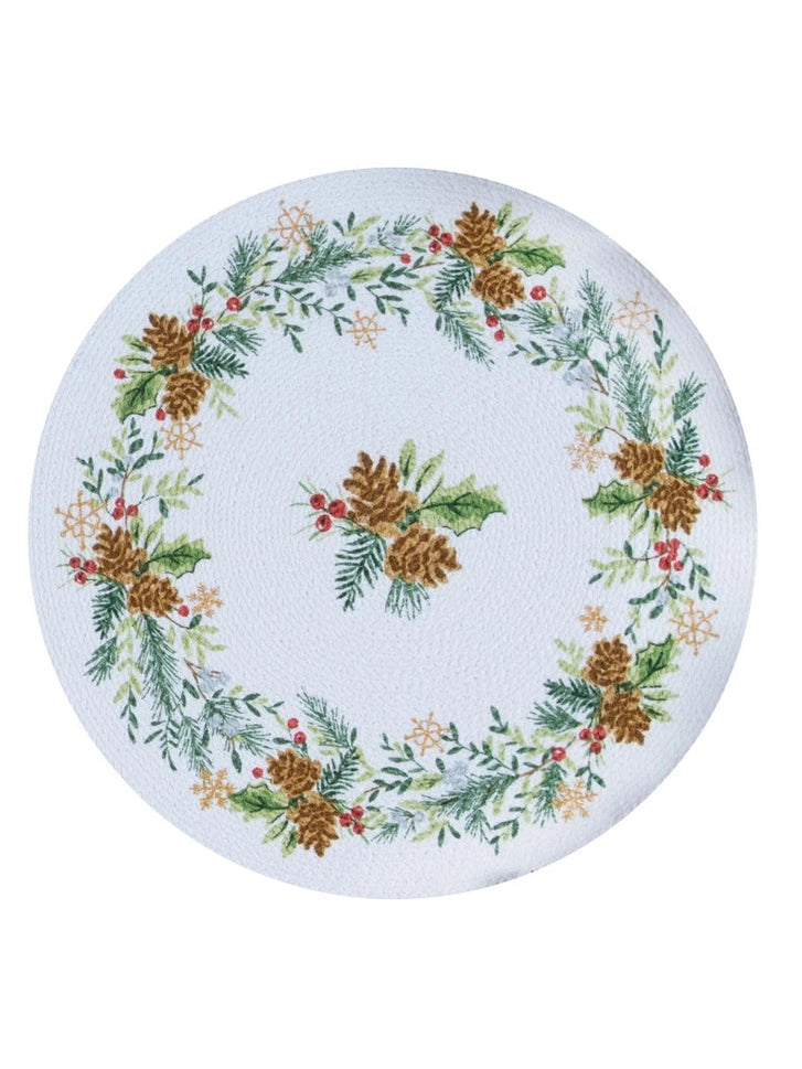 Placemat Braided Christmas Sage Santa 14.5" H8334