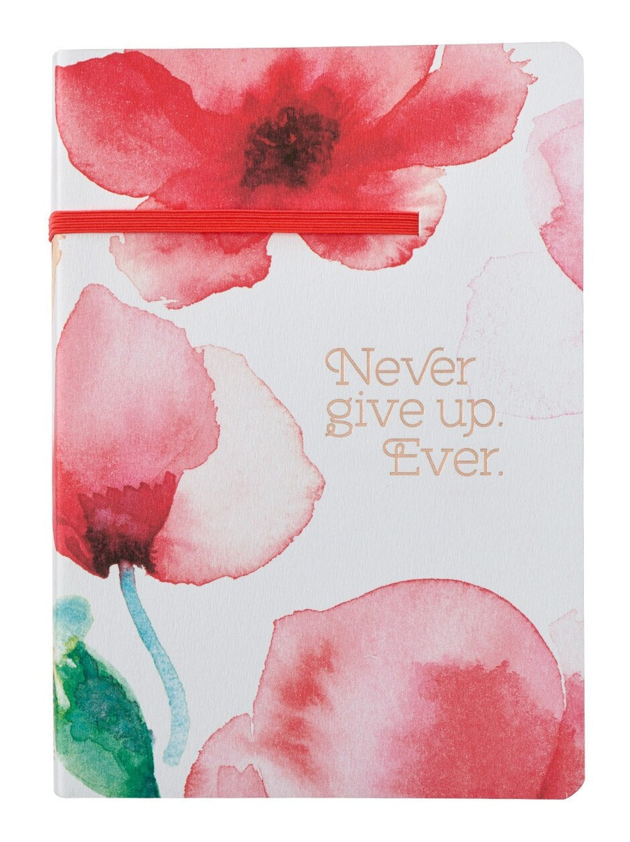Note book Never Give Up Ever Coral Poppies Hfjl632