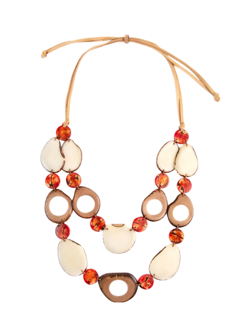 Necklace Danna Poppy Coral 2Layer Sc1718-Pc Combo