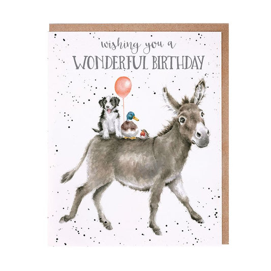 Card  AOC181  Wishing You A Wonderful Birthday  Donkey 