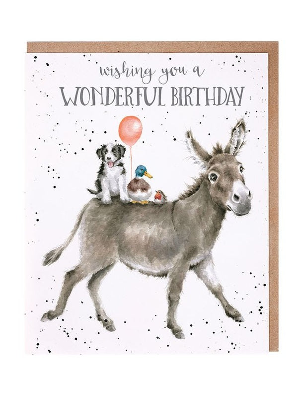 Card AOC181 Wishing You A Wonderful Birthday Donkey