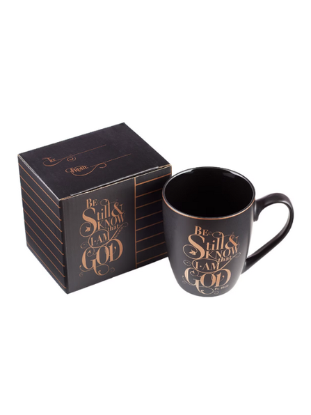 Mug Be Still & Know Black/Gold 14oz Mug464