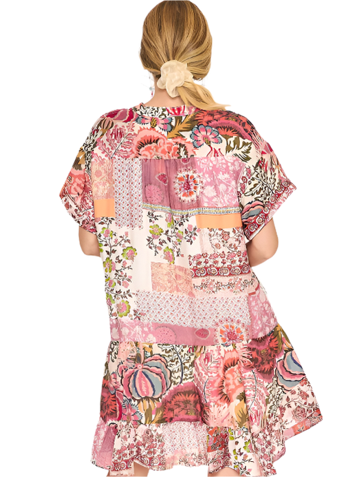 Tiered Dress / Tunic Pink Mix K9861