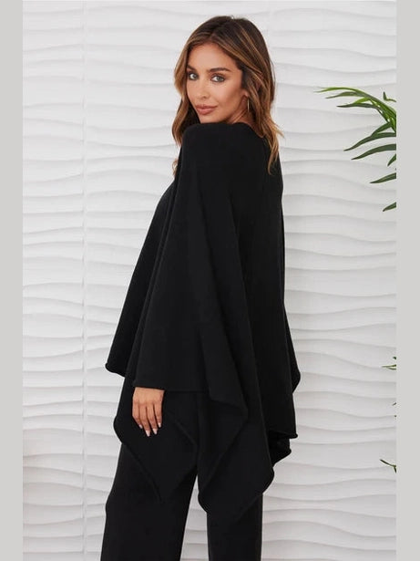 MILIO- Cardigan Black Open Knit Ultra Soft 55205