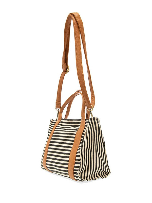Gwen Striped Canvas Tote - L8169-04 - Women's Black & White Bag