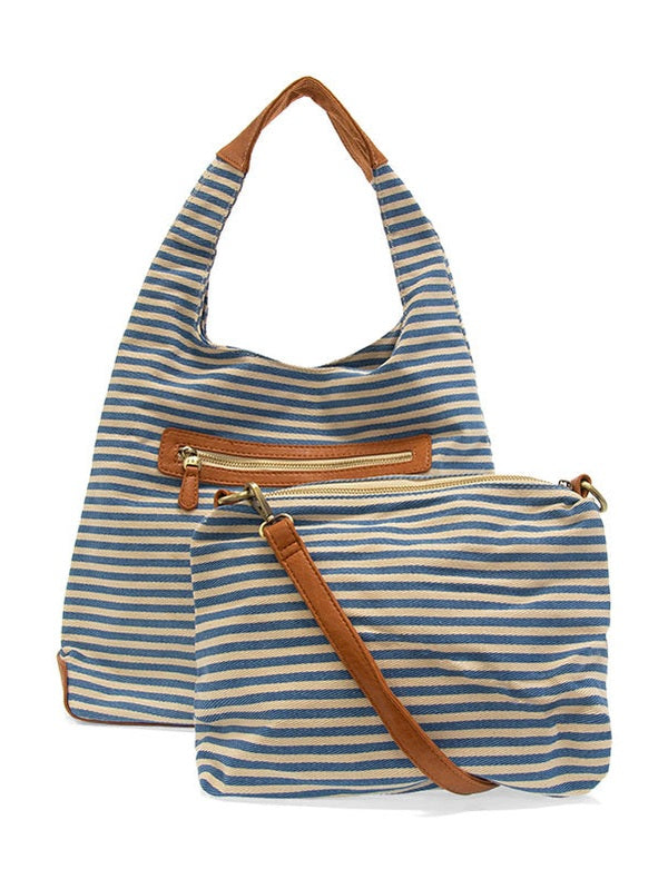 April Canvas Hobo Bag - L8171-06 - Women BLUE & WHITE