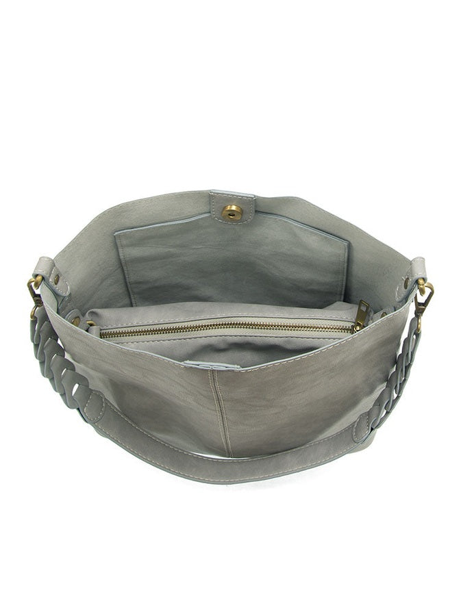 Tessa Convertible Hobo Bag with Link Strap - L8180-10 - Women GREY