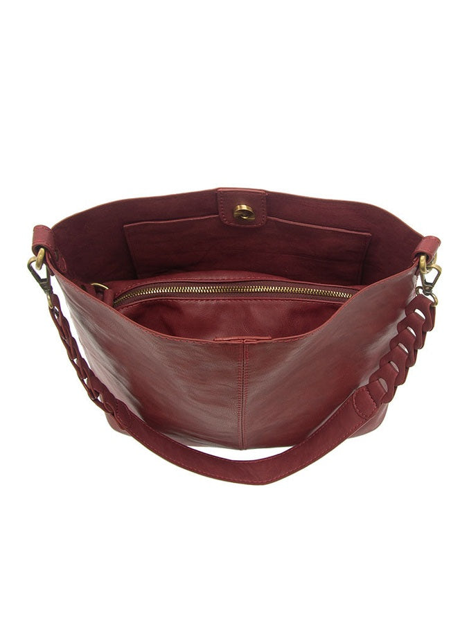 Tessa Convertible Hobo Bag with Link Strap - L8180-53 - Women BURGUNDY