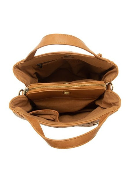 Flora Laser Cut Crossbody Tote - L8225-121 - Women Hazelnut Bag