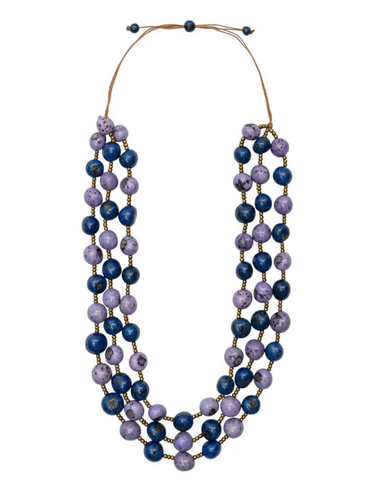 Tagua- Necklace Lc3057-Az-Lv Blue/Purple 