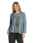 Jess & Jane M148-2279 Blue Let It Snow Christmas Long Sleeve Pullover Cotton Women's 