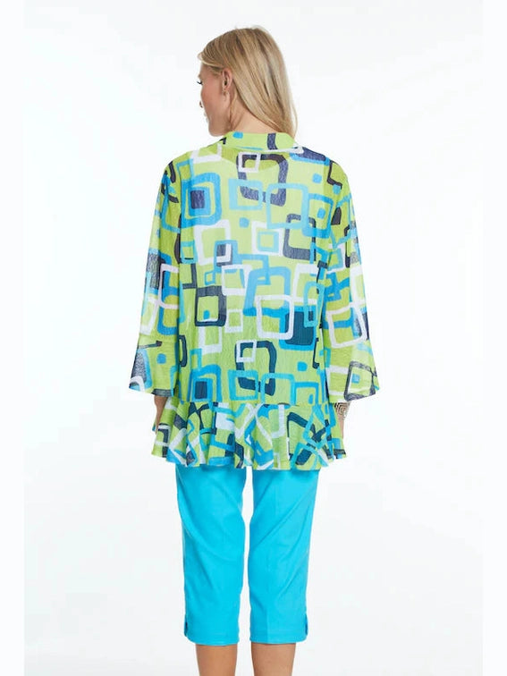 Jacket- Women-3/4 Flounce Sleeve circle hen Open jacket