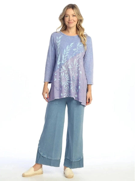 M62-2105 Napoli Blue Tunic Mineral Washed 7/8 Sleeve Women's