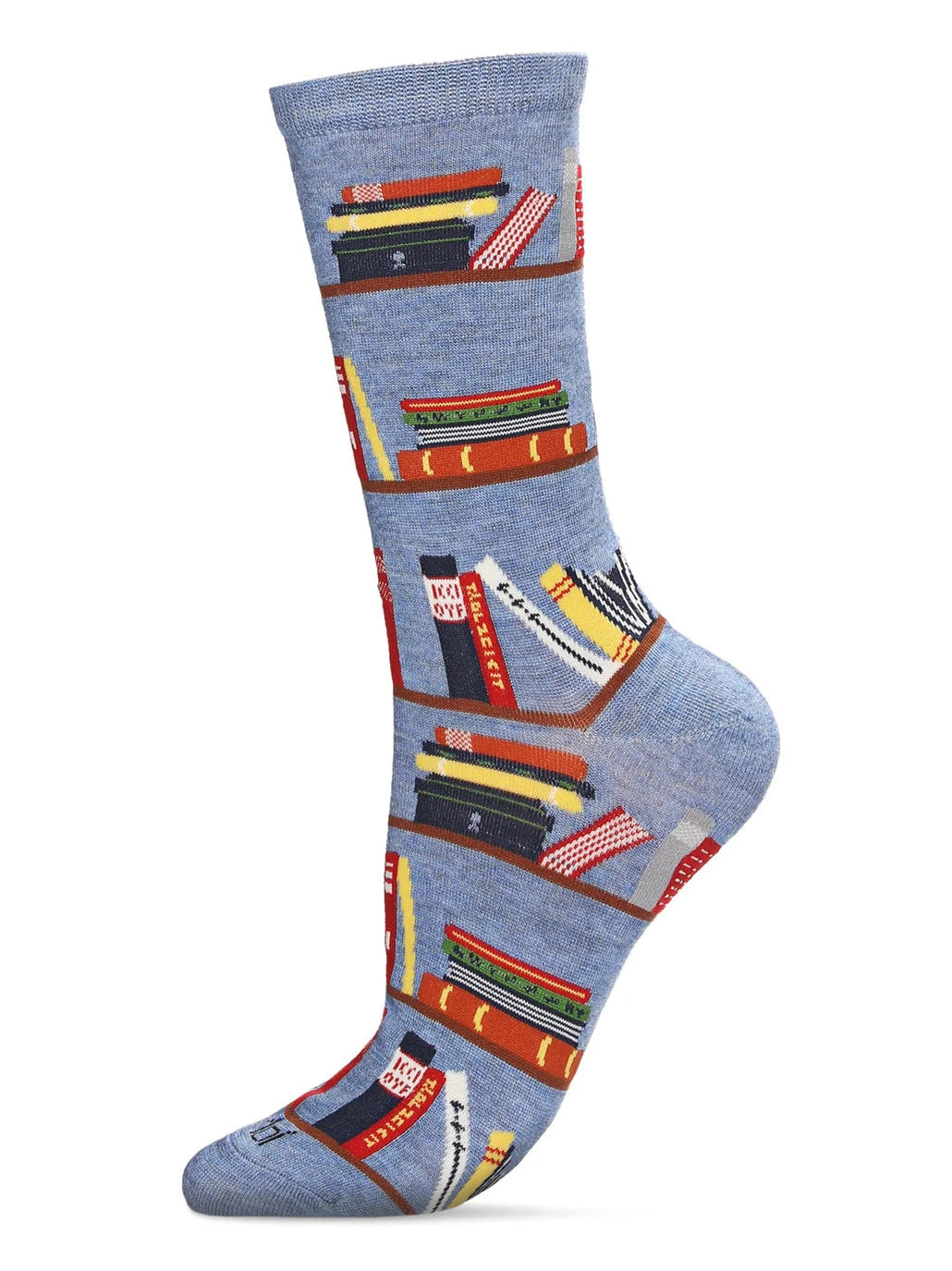 Women's Sock Denim Blue Bookshelf Bamboo Crew 9-11 Mcv07172
