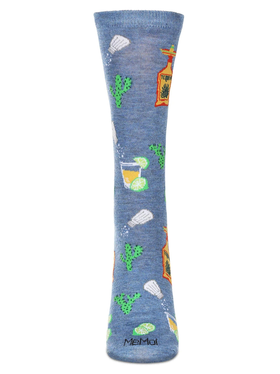 Women's Sock-Tequilla & Lime Bamboo Crew-Denim Heather-Mcv08509
