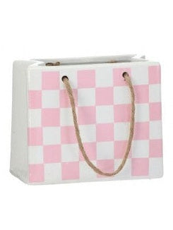Planter Pink/White Purse 5.5" Terracotta Mt26724