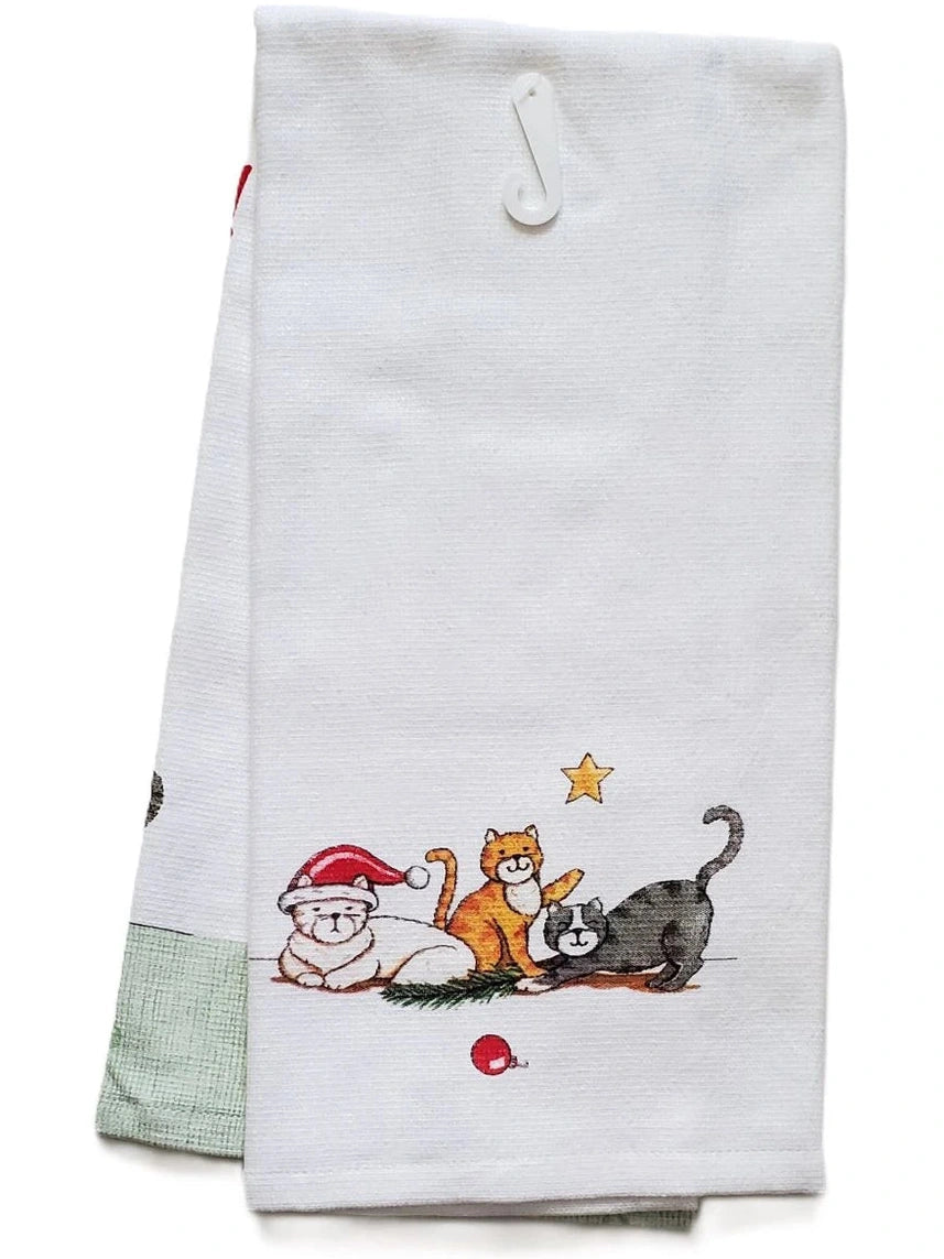 Tea Towel Meowy Cat Christmas Dual Purpose Towel H7062