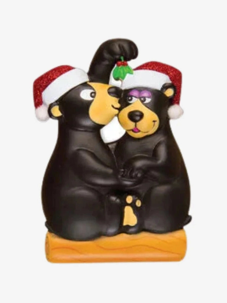 Christmas Couples Kissing Under Mistletoe Bears Ornament Personalized Or1448