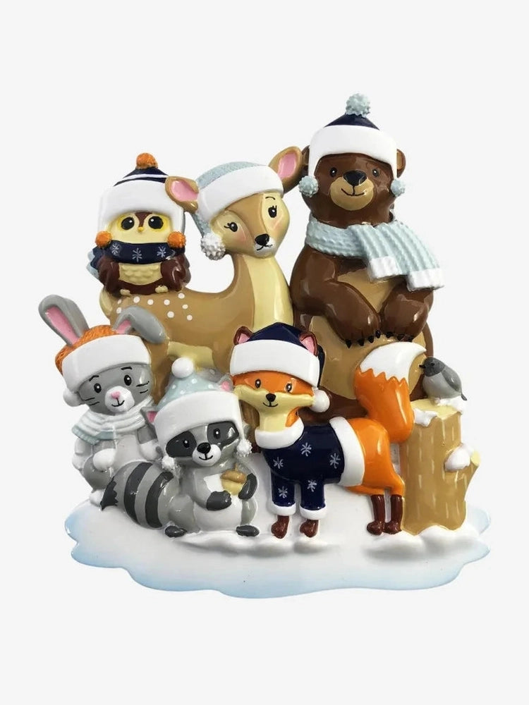 Christmas Woodland Family Of 6 Ornament Personalized Or2019-6