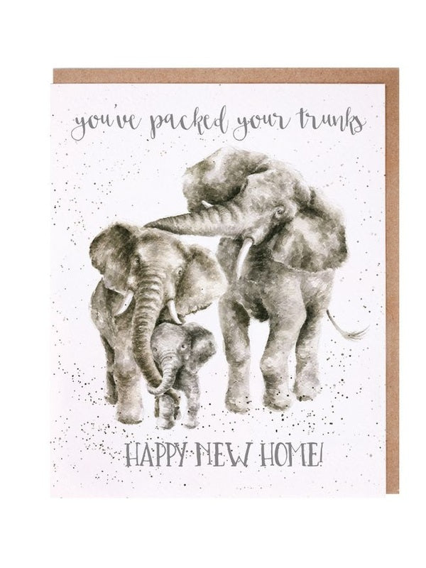 Card AOC131 Happy New Home Packed Your Trunk Elephant
