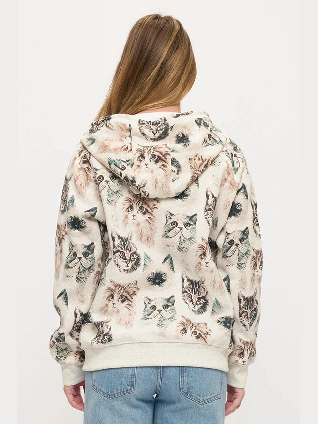 SM-Jacket Persian Cat Faces Zip-Up Hoodie HO176