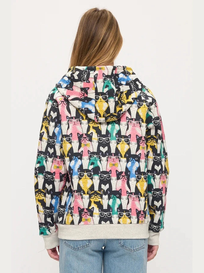 Jacket Colorful Nerdy Cats Zip-Up 2 Pocket Hoodie HO179