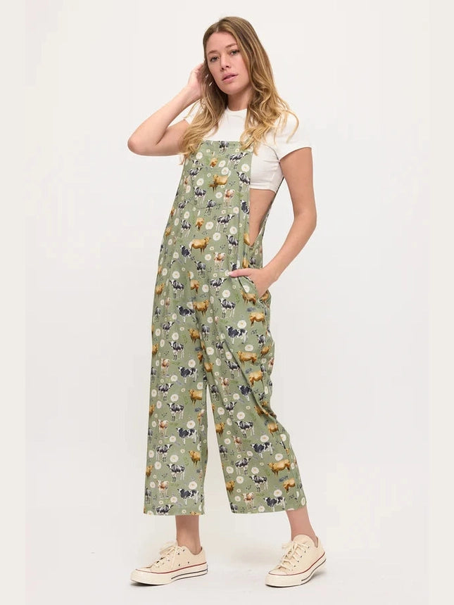 Overall Green Floral Cow Print AW2668